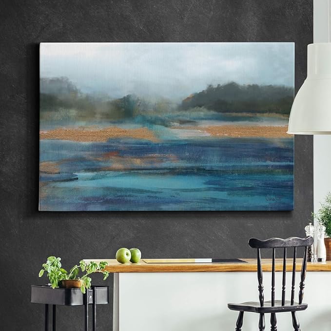 Landscape Wall Art Premium Gallery Wrapped Canvas Abstract Ocean Forest Modern Artwork Decoration for Living Room Kitchen Bathroom Office, Ready to Hang