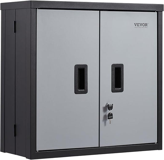 Foldable Wall Cabinet, Metal Garage Cabinet Wall Mounted Small Cabinet 240 LBS Loading Capacity Adjustable Shelf Magnetic Door File Locker for Garage Office Home Black