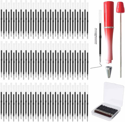 300 Pack Beadable Pens Refills Bulk - Black Ink Ballpoint Pen Refill, Smooth Writing Ink Refills for DIY Pen Making, Beaded Pens Supplies with Storage Box for DIY Lovers, Teachers