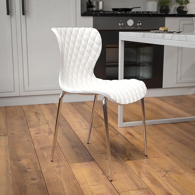 Flash Furniture Lowell Contemporary Design White Plastic Stack Chair