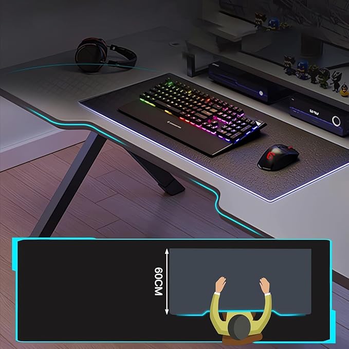 Large Gaming Desk, K-Shaped PC Gaming Table for Home Office, Ergonomic Computer Desk, Space-Saving, Easy Assembly (Black 40 Inch)