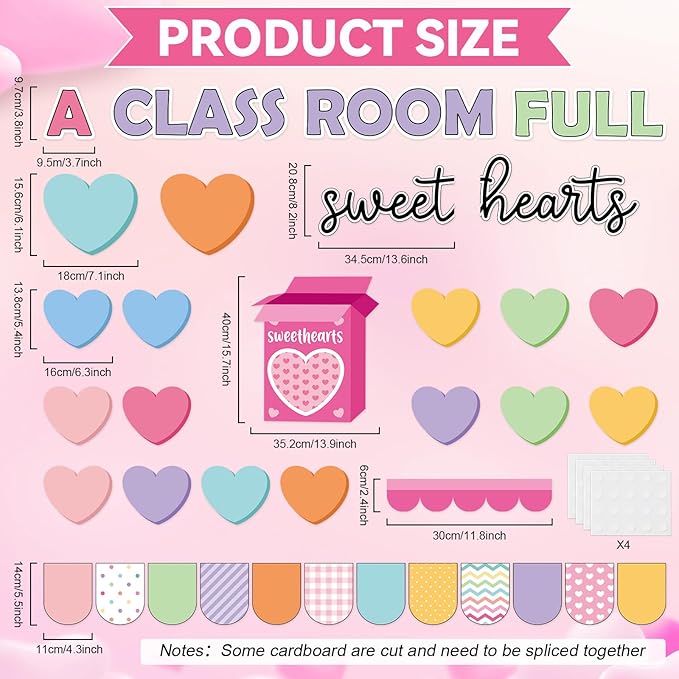 Valentine's Day Bulletin Board Set Happy Valentine's Day Classroom Decorations A Classroom Full of Sweethearts Paper Cutouts Candy Heart Name Tags for School Home Office Chalkboard Wall Door Decor