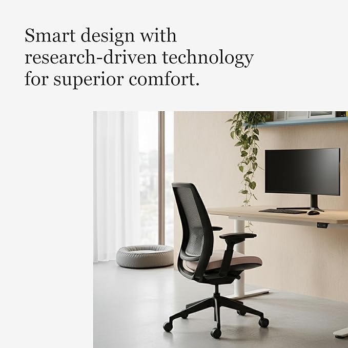 Steelcase Series 2 Office Chair - Ergonomic Work Chair with Wheels for Carpet - with Back Support, Weight-Activated Adjustment & Arm Support - Adjustable Rolling Chairs for Desk - Pink Lemonade