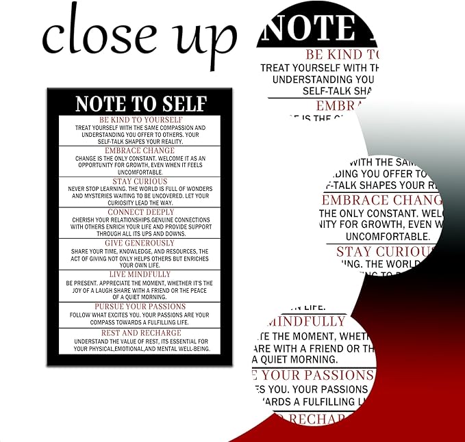 Note To Self Motivational Wall Art Inspirational Poster Inspiring Canvas Prints Artwork for Office Living Room Modern Home Decor Painting Pictures Stretched and Framed Ready to Hang [12''Wx18''H]