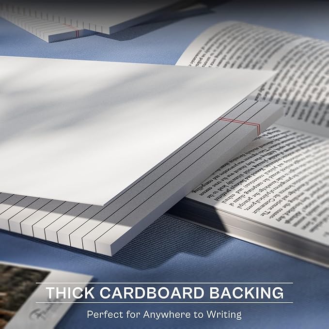 24 Pack White Note Pads 8.5x11, Wide Ruled Legal Pads 8.5 x 11 Writing Pad, Micro Perforated Notepad 8.5'' x 11'' Lined Paper Pads, Thickness Paper with Strong Cardboard, 30 Sheets per Pad