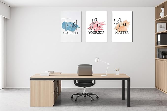 3 Piece Canvas Wall Art, Colorful Motivational Quotes Print Pictures for Office, Women Inspirational Framed Artwork Home Decor 16"x24" x 3 Pcs