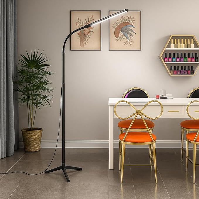 LED Floor Lamp for Eyelash Extension - Brightness Adjustable Standing Light with 3 Color Modes,Eye-Careing Reading & Makeup Lamp,Lash &Tattoo Light for Salon,Bedroom & Office