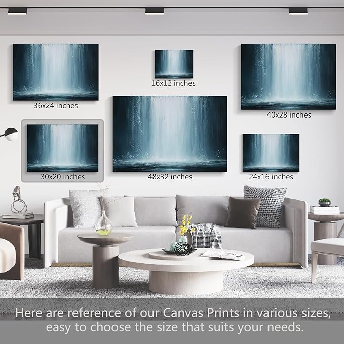 gaosoul Modern Abstract Canvas Wall Art Blue Fantasy Falls Paintings Stylish Framed Minimalism Artwork Prints for Living Room Bedroom Office Decor 30x20in