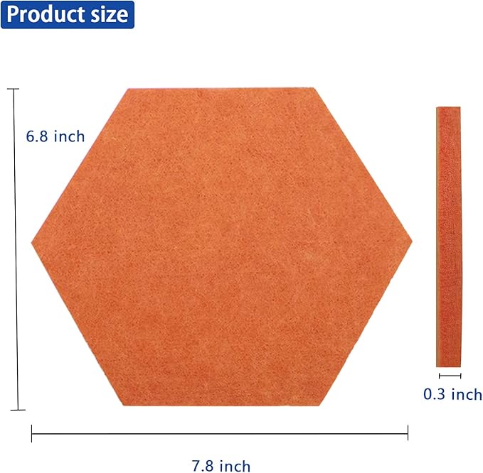 Felt Bulletin Board, Multiple Color Hexagon Felt Pin Board with 50 pcs Push Pins, Memo Board and Notice Board for Home Office Classroom Wall or Decorative, Size:6.7 x 7.8 inches, 8 Pcs