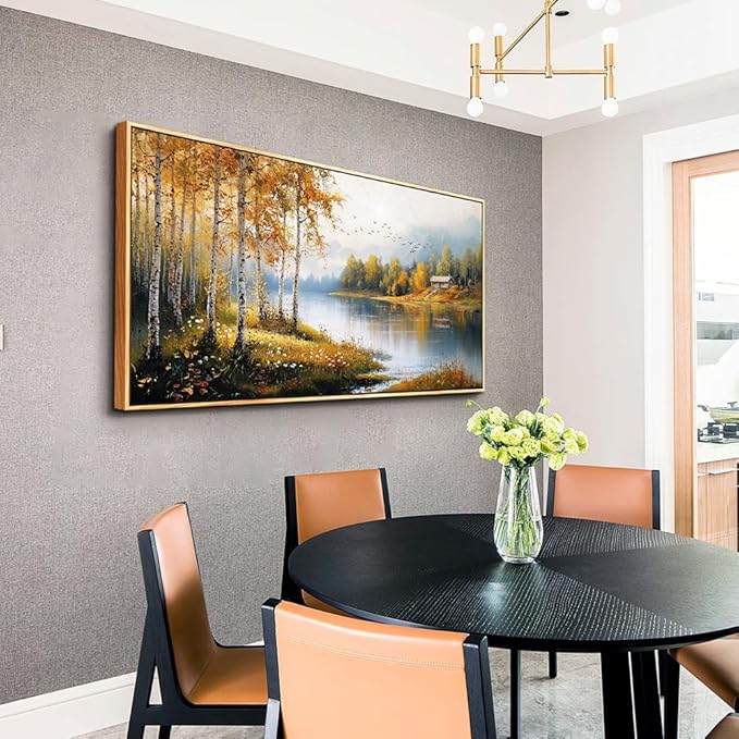 ERQINHUA Canvas Wall Art For Living Room Large Wall Decor For Bedroom Forest Landscape Painting Lakeside Watercolour Home Decorations Picture Office Farmhouse Ready To Hang Wood Framed 30x60 Inches