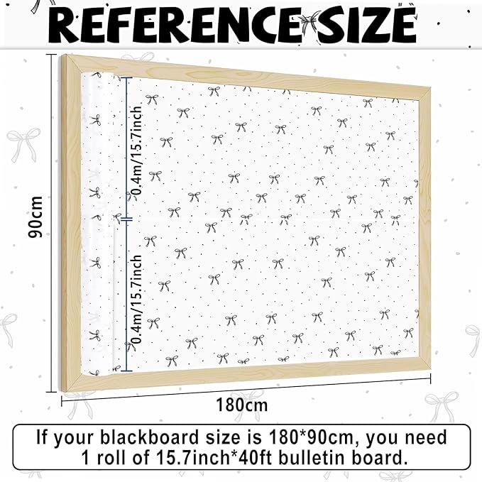 Black Bow Bulletin Board Roll Reusable Waterproof Erasable Black Bow and Book Non-Woven Fabric Bulletin Board Roll Bows Poster for Teacher Classroom Decors Wrap Crafts 15.75" x 40ft