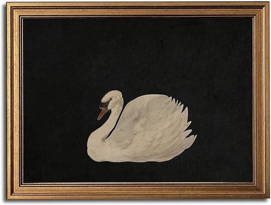 Gold Framed Wall Art Vintage Canvas Wall Art Grace Swan Rustic Animal Artwork Prints Picture for Living Room Bedroom Farmhouse Bathroom Office Decor, 16x24