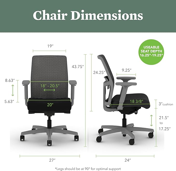 HON Ignition 2.0 Low Back Task Chair, Advanced Synchro-Tilt Control, Office Chair with Lumbar Support, Height and Width Adjustable Arms, Titanium Frame, Black