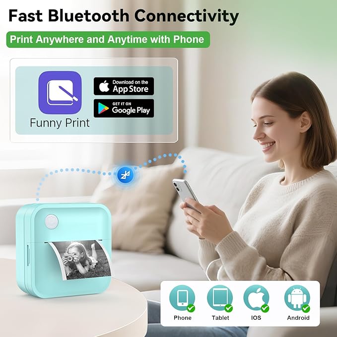 Label Maker Machine with Tape - Mini Sticker Printer Bluetooth Label Printer for Home Office Organization, Portable Thermal Sticker Maker Print Pod with Multiple Templates for Phone