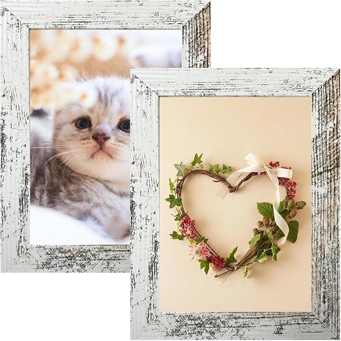 12 Pack Picture Frames Collage Wall Decor Gallery Wall Frame Set with Four 8x10,Four 5x7,Four 4x6 Photo Frames,Farmhouse wood Frames for living room Wall Gallery Decor or Tabletop Display,Rustic White