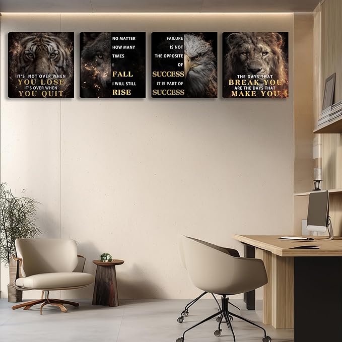 Motivational Wall Decor for Living Room Inspirational Wall Art for Office Workplace Canvas Wall Art Painting Poster Prints Artwork 16"x16"x4