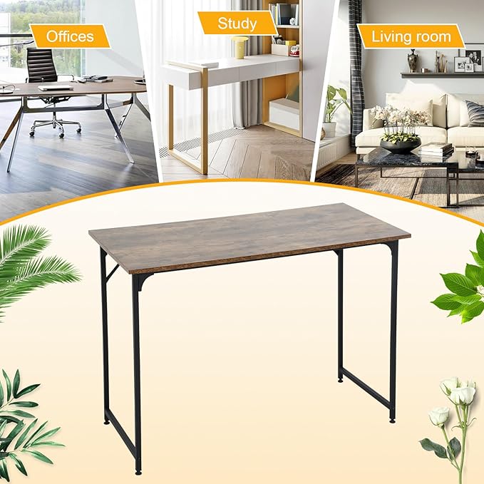 32 Inch Small Computer Desk, Metal-Framed Home Office Desk, Modern Study Table for Home Office Study and Writing,Vintage