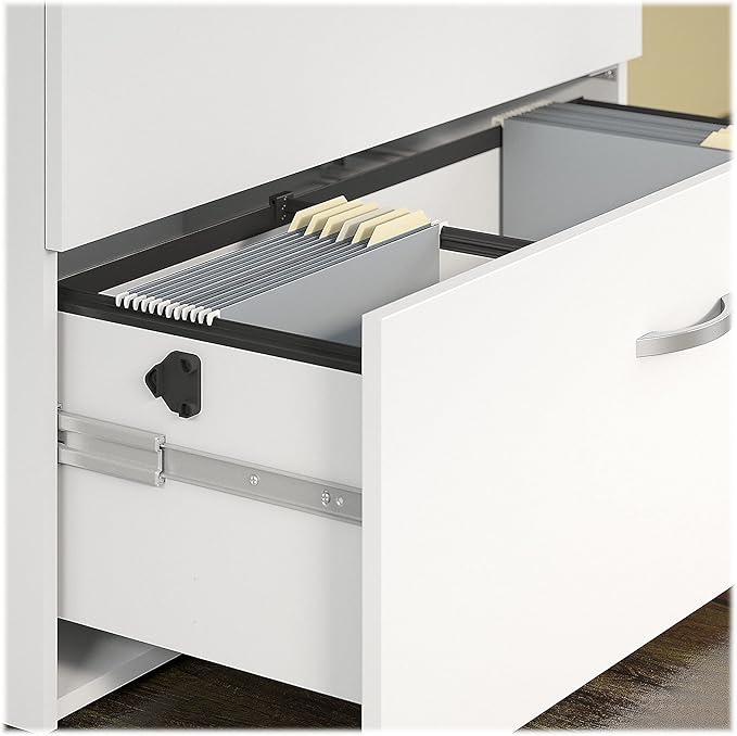 Bush Business Furniture Easy Office 2 Drawer Lateral File Cabinet - Assembled, Pure White