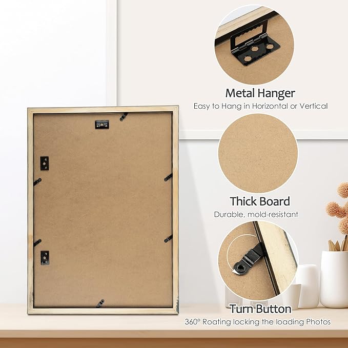 Golden State Art 11x14 Brown Wood Picture Frame - White Mat for 5x7 and 4x6 Photos - Real Glass, Sawtooth Hanger, Swivel Tabs - Wall Mounting - Great for Posters, Weddings, and Engagements