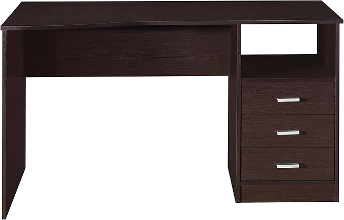 Techni Mobili 51" Classic Computer Desk with Drawers, 3-Drawer Home Office Desk with Storage (Brown)