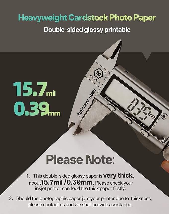 Uinkit 50 Sheets 8.5x11 Letter Size Thick Heavyweight Photo Paper Double Sided Glossy Cardstock 80LB 300Gsm 15.7Mil Brochure, Only for professional Inkjet Printer and Dye Ink