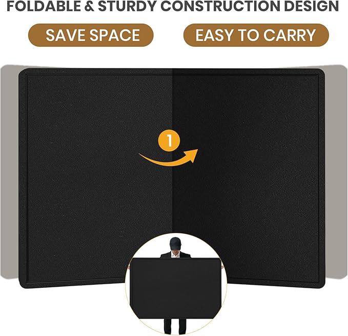 Large Bulletin Board, 48 X 36 inches Felt Board Notice Pin Board, 4' x 3'Cork Board Alternative for Wall, Self-Adhesive Vision Board Mood Board Foldable Photo Board with 30 Pushpin (Black)