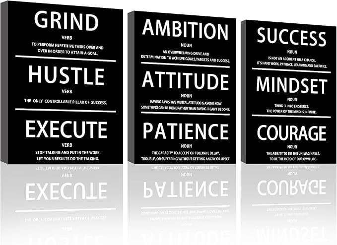 Halioyo 3 Pieces Inspirational Wall Art - Motivational Wall Decor, Positive Canvas Prints Posters for Office Classroom Bedroom Living Room(12”x16”), Ready to Hang