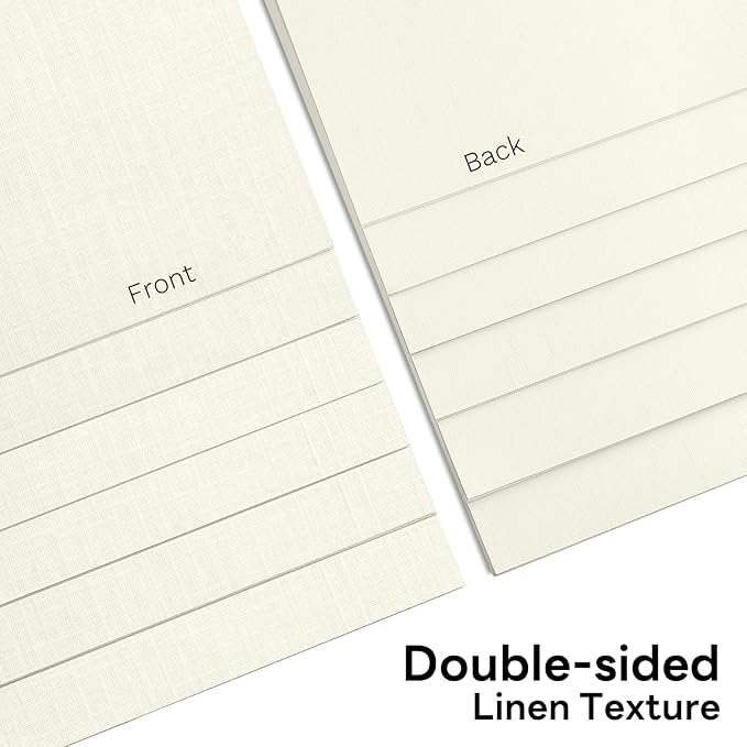 8.5 x 11 Ivory Textured Cardstock Linen Paper, Goefun Light Cream Cardstock Wedding Invitation Cards 80 lb Linen Paper for Printing, Invitations, Arts & Crafts and Business Cards, 100 Pack