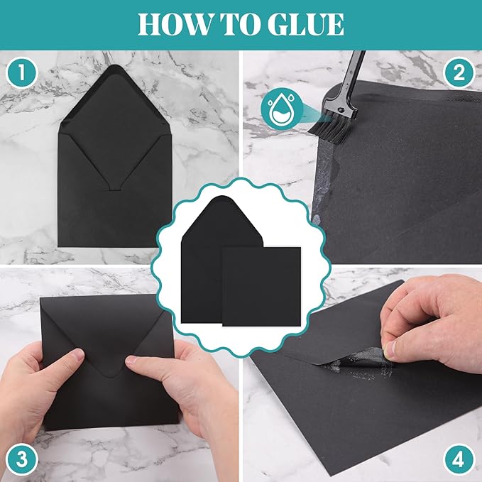20 PK Black Cards with Envelopes 300GSM Plain Greeting Cards Black Square Envelopes Heavyweight Cardstock Paper for Invitations Card Making All Occasions