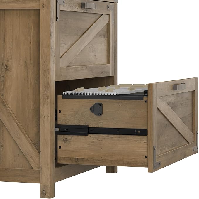 Bush Furniture Knoxville 2 Drawer Lateral File Cabinet in Reclaimed Pine, Farmhouse Document Storage Chest for Home Office