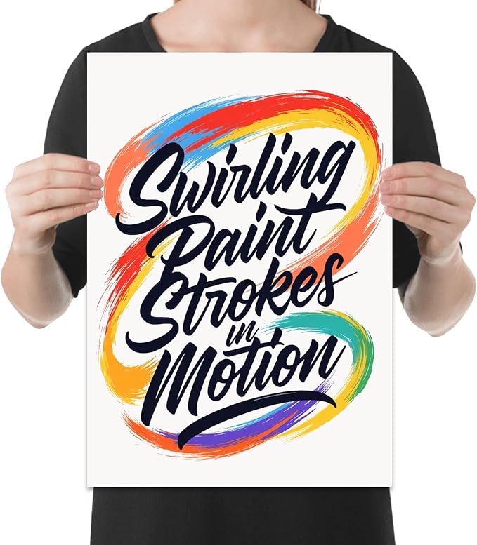 Modern Home Office Poster Print - Swirling Paint Strokes In Motion - 13x19 - Dynamic Wall Art