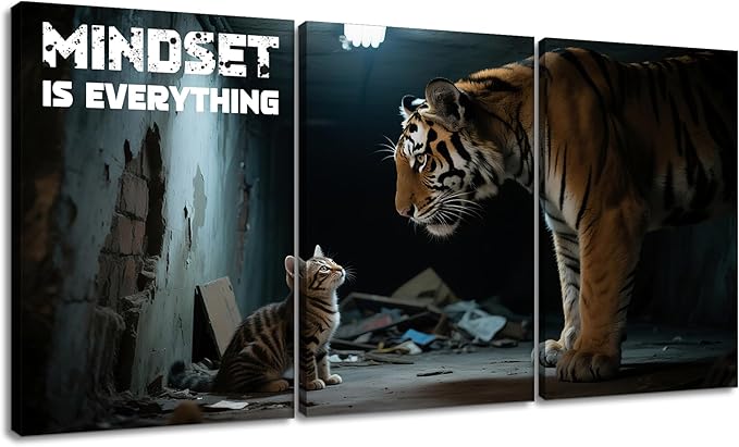YSPCSUN 3 Pieces Entrepreneur Quotes Wall Art Mindset is Everything Print Poster Positive Inspirational Picture Painting for Office Bedroom Living Room School Wall Decor Ready to Hang [60''Wx28''H]