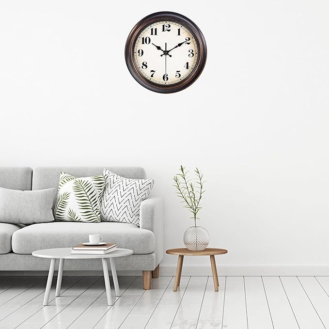 Vintage Wall Clock 8 Inch Retro Silent Small Wall Clocks Battery Operated for Kitchen Bathroom Bedroom Home Decor (Bronze)