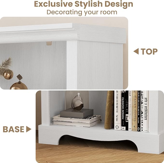 6-Tier Bookshelf, 73 inch Tall Bookcase with 2 Adjustable Shelves, Book Shelf with Anti-Tipping Device, Wooden Bookcase for Study Room, Living Room, Home Office, Bedroom (White)