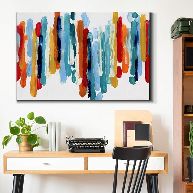Landscape Wall Art Premium Gallery Wrapped Canvas Abstract Ocean Forest Modern Artwork Decoration for Living Room Kitchen Bathroom Office, Ready to Hang