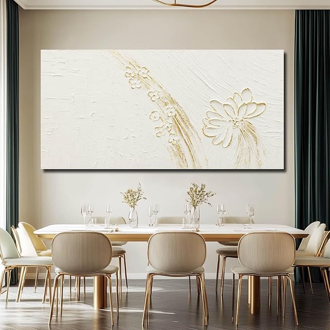 VAYIMDH Modern Canvas Wall Decor Floral Hand Painted Wall Art Textured Wall Posters 29"x58" Wall Decorations for Living Room Pictures for Kitchen