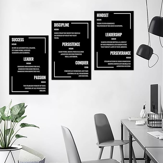Motivational Poster Inspiring Canvas Wall Art Picture Prints 3 Piece Inspirational Wall Decor Painting Artwork for Modern Home Teens Room Office Classroom Gym Stretched and Framed [48''Hx24''W]