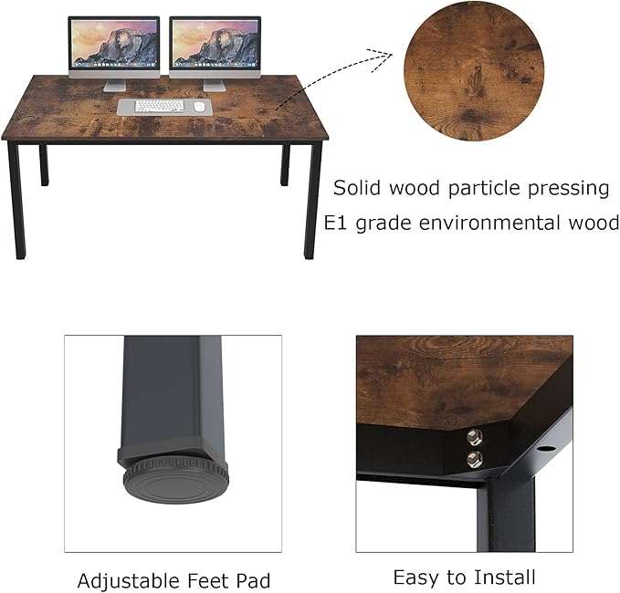 sogesfurniture 31.5 inches Sturdy Writing Desk for Small Spaces, Home Office Desk Computer Desk Gaming Desk Computer Table Sturdy Writing Workstation for Home Office, Brown