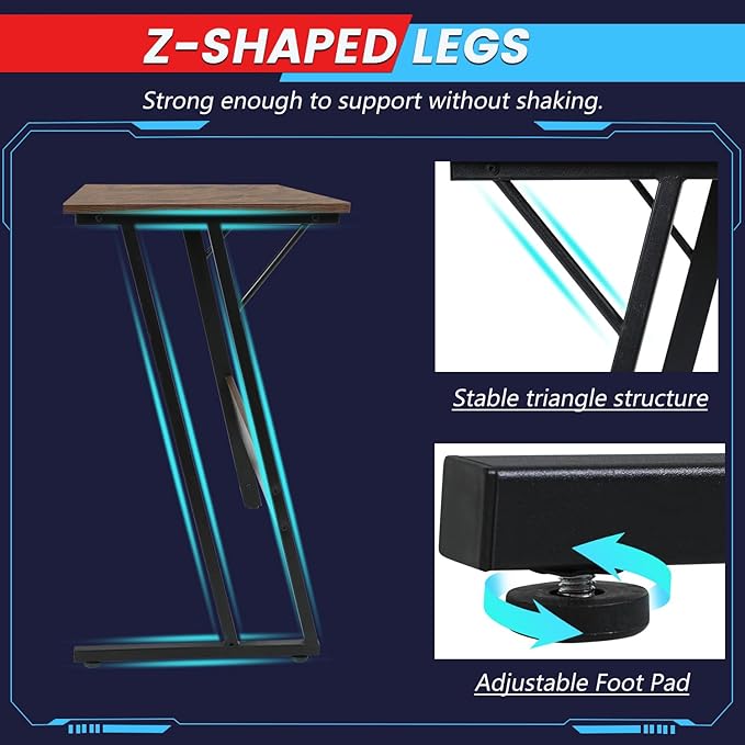 FDW L Shaped 51 Inch Gaming Desk,Corner Computer Desk,PC Gaming Desk,Writing Workstation with Large Monitor Stand for Home Office,Vintage