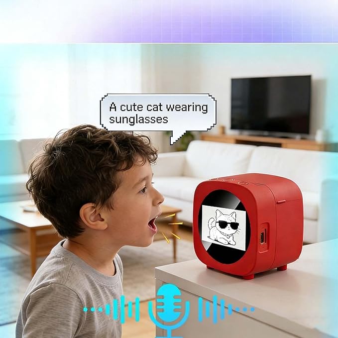 Smart Ai Voice Sticker Printer - Mini Thermal Label Printer with Display, Inkless Portable Ai Sticker Maker for Office, Home, Study and DIY Projects (1 PC)