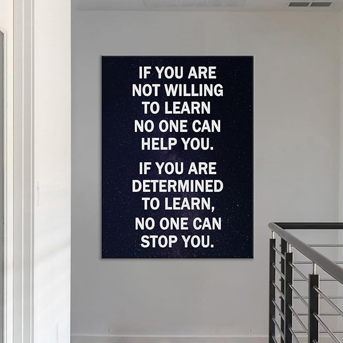 Determined Motivational Canvas Wall Art Large Size Inspirational Wall Decor Poster Print Positive Picture Painting Artwork for Modern Home Living Room Gym School Stretched and Framed [30''Wx 40''H]