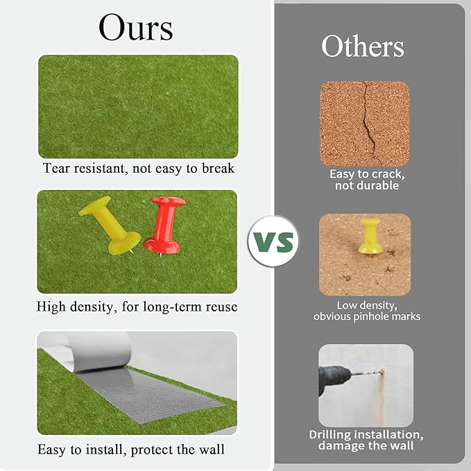Green Felt Cork Tiles, 24" x 36" Large Cork Board, Bulletin Board for Christmas Decorations, 6 Pack Felt Boards with 30 Pushpins, Cork Boards for Office, Classroom, Home