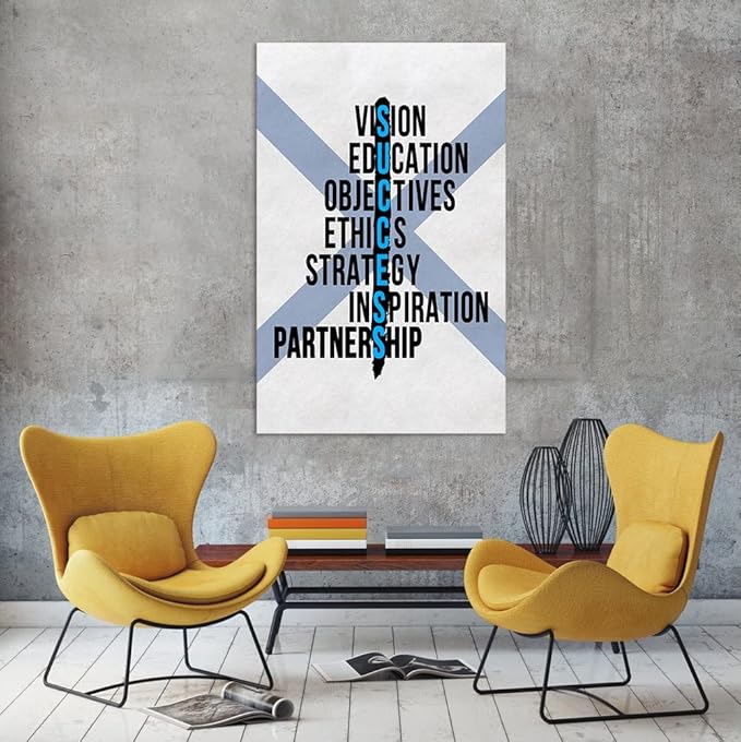Motivational Wall Art Inspirational Canvas Painting Positive Quotes Posters INSPIRATION PARTNERSHIP Picture Prints HD Print Artwork Home Office Living Room Decor Framed Ready to Hang-28 Wx44 H