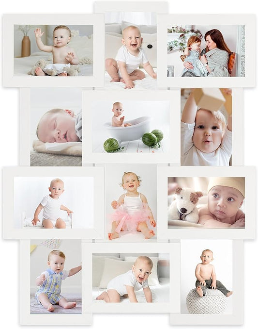HELLO LAURA Collage Picture Frames - 12 Opening Photos Display Picture Frame Collage for Wall Hanging Photo Frame for Friends Family Gifts Home Living Room Wall Decor