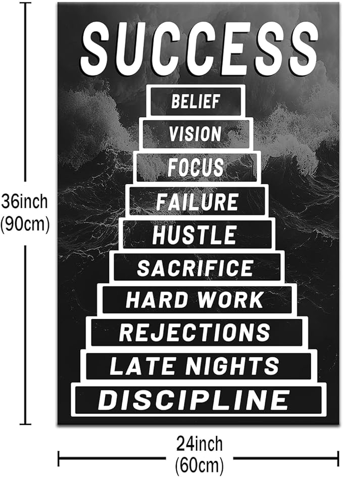Motivational Canvas Office Decor Wall Art Entrepreneur Positive Quotes Poster Print Inspirational Success Picture Artwork for Living Room Workplace Wall Decor Stretched and Framed [24''Wx36''H]