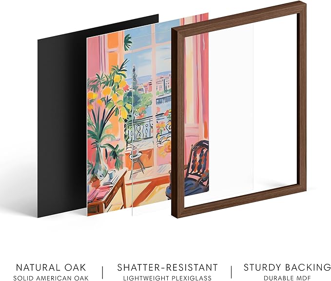 HAUS AND HUES Floral Art Wall Decor - Wildflowers Wall Art for Living Room, Floral Artwork for Bedroom Walls, Flower Painting for College Girls Dorm Room (Balcony, Walnut Frame, 11x14)