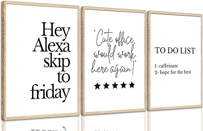 3pcs Inspirational Canvas Wall Art Office Posters Inspirational Quotes Wall Decor Painting Funny Quotes Pictures-cute office would work here again- Prints for Bedroom,Living Room,Office unframed