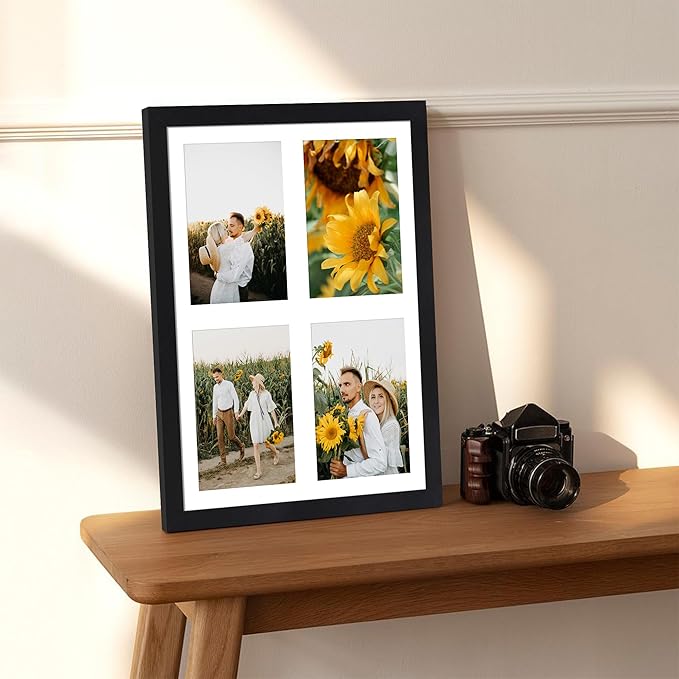 12x16 Picture Frame, 5x7 Collage Picture Frames, Display 4 5x7 Photos with Mat, or 12x16 Picture without Mat, Photo Collage Frame for Wall Decor - Horizontal or Vertical Wall Mounting