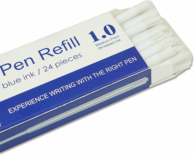 24 Pcs Ballpoint Pen Refills 1.0 mm Point Blue Ink