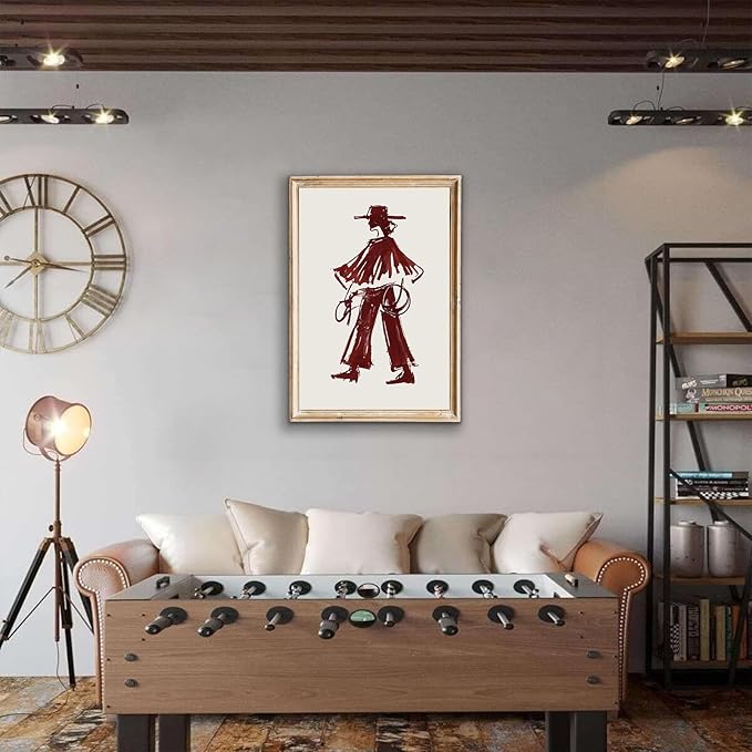 Modern Cowgirl Wall Art Trendy Eclectic Red Wine Cowgirl Poster Neutral Western Cowboys Wall Decor Cowboy Inspired Canvas Art Prints for Home Living Room Bedroom Dorm Office Decoration, Unframed